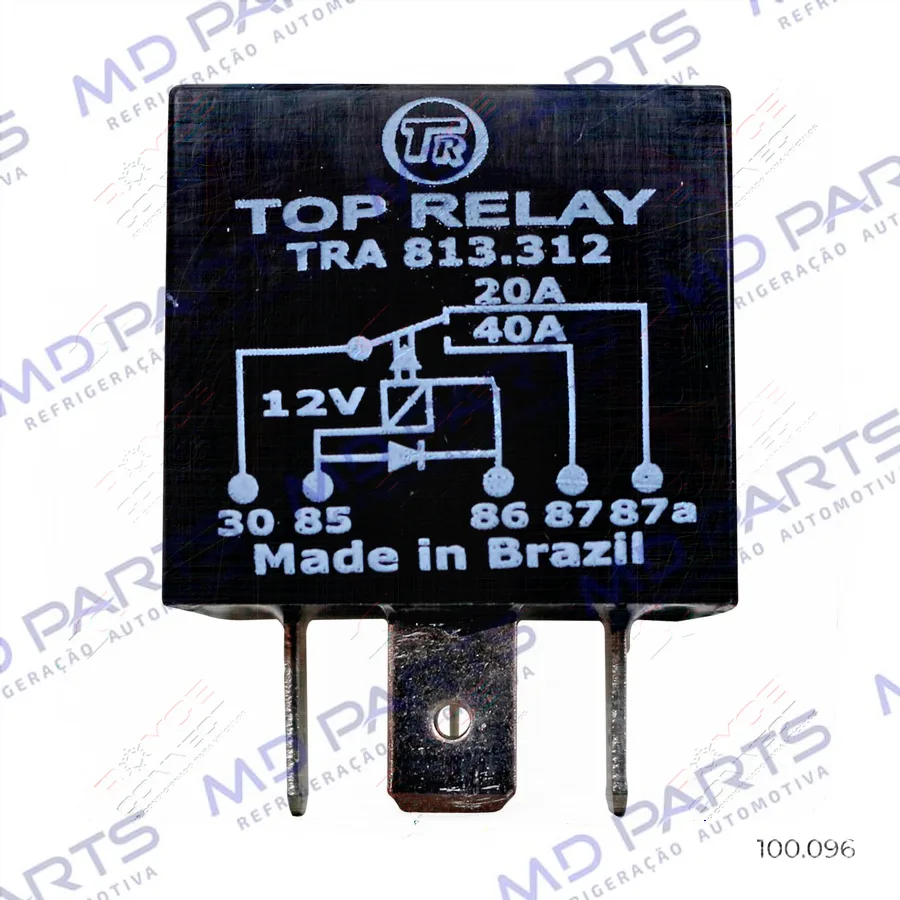 Relé Auxiliar Reversor com Diodo Paralelo a Bobina 5 Terminais sem Suporte 12 Volts 20/40A Selado / Ventilador do Radiador Citröen/ Renault Clio/ Megane/ Scenic/ Traffic 2000> OEM: 7700844253