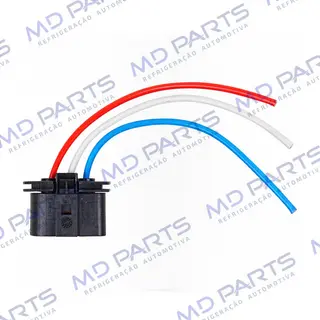 Chicote Conector 3 Vias Motor do Eletroventilador e Resistência Eletroventilador Citröen / Peugeot
