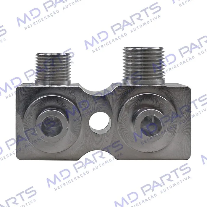 Válvula Conector s/ Válvula de Serviço Compressor Harrison/ Delphi CVC Chevrolet Corsa/ Vectra/ S10 2.4 e 2.8 Diesel - Alumínio