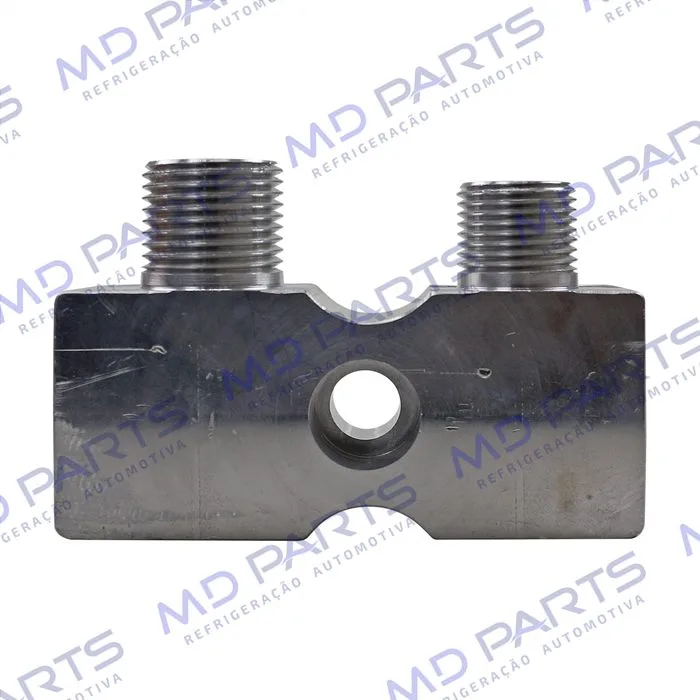 Válvula Conector s/ Válvula de Serviço Compressor Harrison/ Delphi CVC Chevrolet Corsa/ Vectra/ S10 2.4 e 2.8 Diesel - Alumínio — foto 2