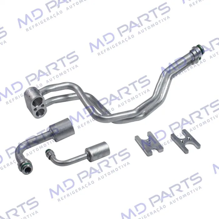 Conector Duplo de Saida do Evaporador Fiat Palio Fire com Válvula Original - Alumínio