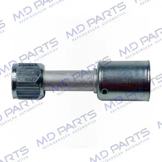Conexão Flare Reta Fêmea 10mm Aluminio c/Clip
