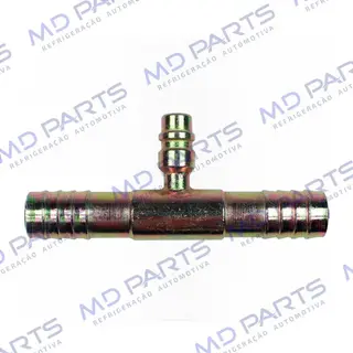 Emenda 12mm Aço c/ Válvula de Serviço R134a s/ Clip