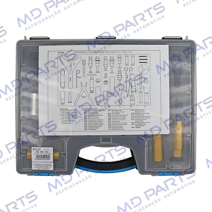 Caixa Ferramenta Saca e Instala Selo e Polia para Compressor Harrison Denso 6P148 York Sanden 507/508/510
