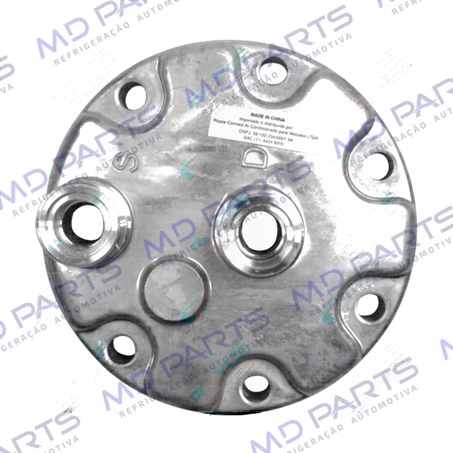 Tampa Traseira do Compressor 7H15 Saida Sucção e Descarga Traseira Fiat Ducato