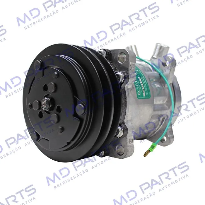 Compressor Modelo AA7H15AA 8 Orelhas - 24 Volts Polia 2A 132mm Saida Vertical 200cc Máquina New Holland / Máquina Empilhadeira Kalmar DRF450 R134a — foto 2