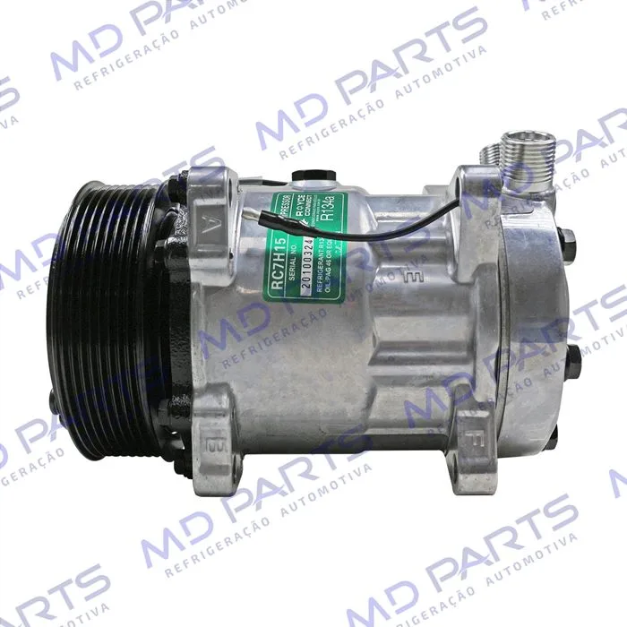 Compressor Modelo AA7H15AA Máquina New Holland 8 Orelhas - 12 Volts Polia 8pk 119mm R134a