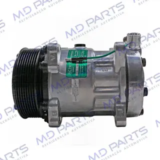 Compressor Modelo Sanden AA7H15AA 8 Orelhas 200cc Caminhão MAN TGX 2010 > / Meteor Motor MAN 2020 > - 24 Volts Polia 8pk 119mm R134a OEM: 2V3820803/ 2V5820803B