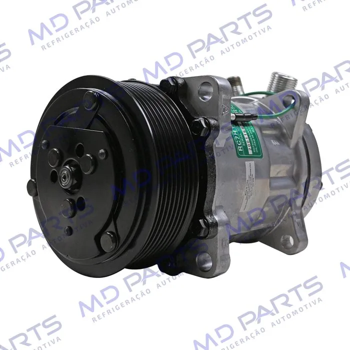 Compressor Modelo Sanden AA7H15AA 8 Orelhas 200cc Caminhão MAN TGX 2010 > / Meteor Motor MAN 2020 > - 24 Volts Polia 8pk 119mm R134a OEM: 2V3820803/ 2V5820803B — foto 2