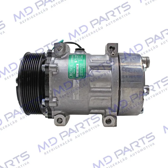 Compressor Modelo AA7H15AA Parafuso Passante Descarga/Sucção Traseira O'ring - 24 Volts Polia 8pk 119mm