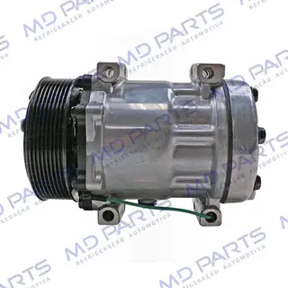 Compressor Modelo AA7H15AA Parafuso Passante Descarga/Sucção Traseira Engate - 24 Volts Polia 8pk 119mm