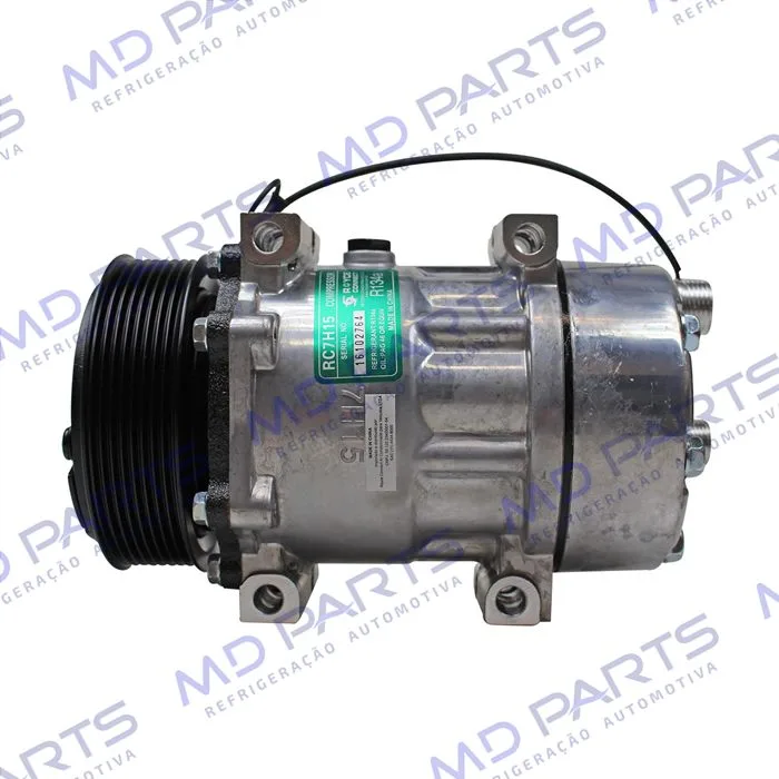 Compressor AA7H15AA Máquina Case Descarga e Sucção Saída Traseira O'ring - 12 Volts Polia 8pk 115mm
