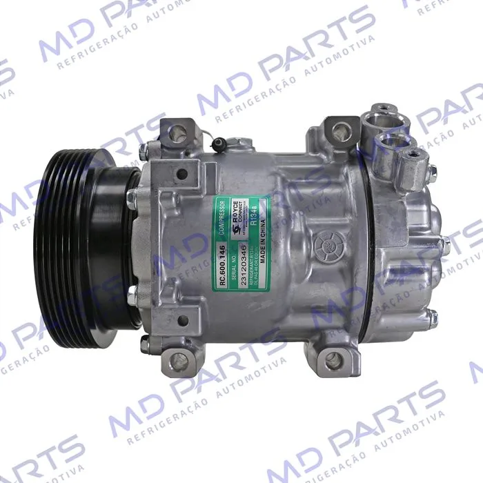 Compressor Modelo Sanden SD7V16 Renault Duster/ Clio/ Megane/ Scenic/ Kangoo/ Logan/ Sandero/ Nissan OEM: 8200802609 - 12 Volts Polia 6pk 125mm
