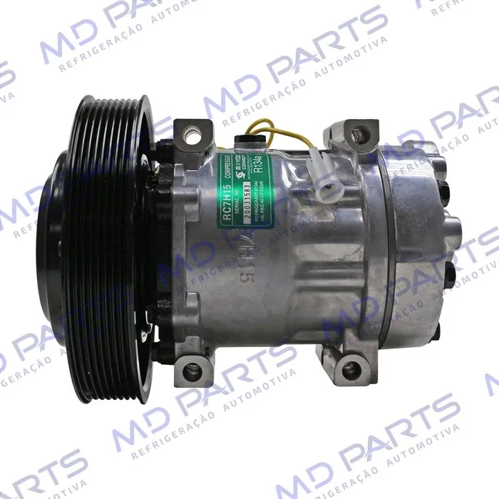Compressor AB7H15AB 4116U Caminhão Volvo FM/ FMX / FH 2008 Até 2019 - 24 Volts Polia 8pk 174mm OEM: 20587125/ 85000458/ 84094705/ 85000458