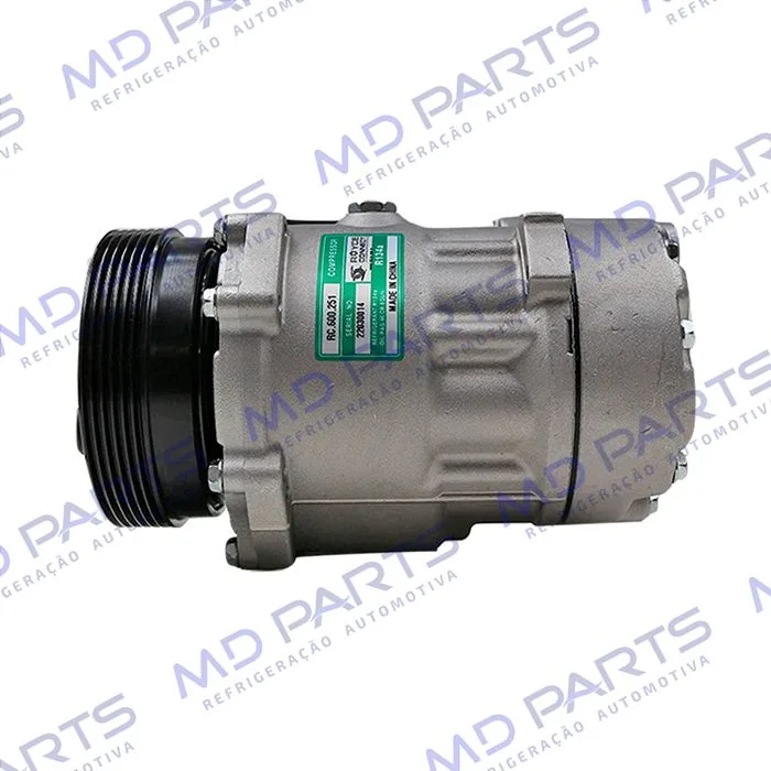 Compressor Modelo Zylinder SD7V16 1100 Volkswagen Polo Até 2001 / Golf >1998/ Passat/ Eurovan/ 4 Orelhas - 12 Volts Polia 6pk 120mm