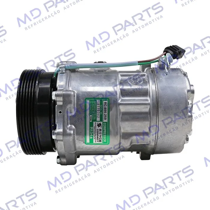 Compressor Modelo Zylinder SD7V16 R134a Volkswagen Golf 2000>/ Audi A3 - 12 Volts Polia 6pk 119mm