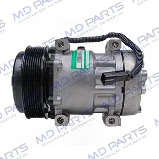 Compressor 7H15 SANDEN Original 8044/ 8242/ 8112/ 6028/ 8176 Caminhão NH 1999 Até 2006/ FH/ FM 1998 ATé 2007 Caminhão VM Todos / Máquina Volvo - 24 Volts Polia 8pk 132mm OEM: 11412631