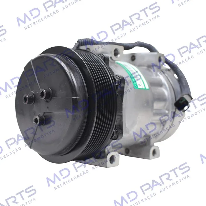 Compressor 7H15 SANDEN Original 8044/ 8242/ 8112/ 6028/ 8176 Caminhão NH 1999 Até 2006/ FH/ FM 1998 ATé 2007 Caminhão VM Todos / Máquina Volvo - 24 Volts Polia 8pk 132mm OEM: 11412631 — foto 2