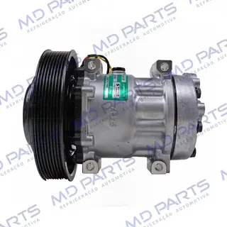 Compressor Modelo Sanden 5271A AB7H15AB Caminhão Volvo FH 2020> - 24 Volts Polia 8pk 180mm OEM: 84472607