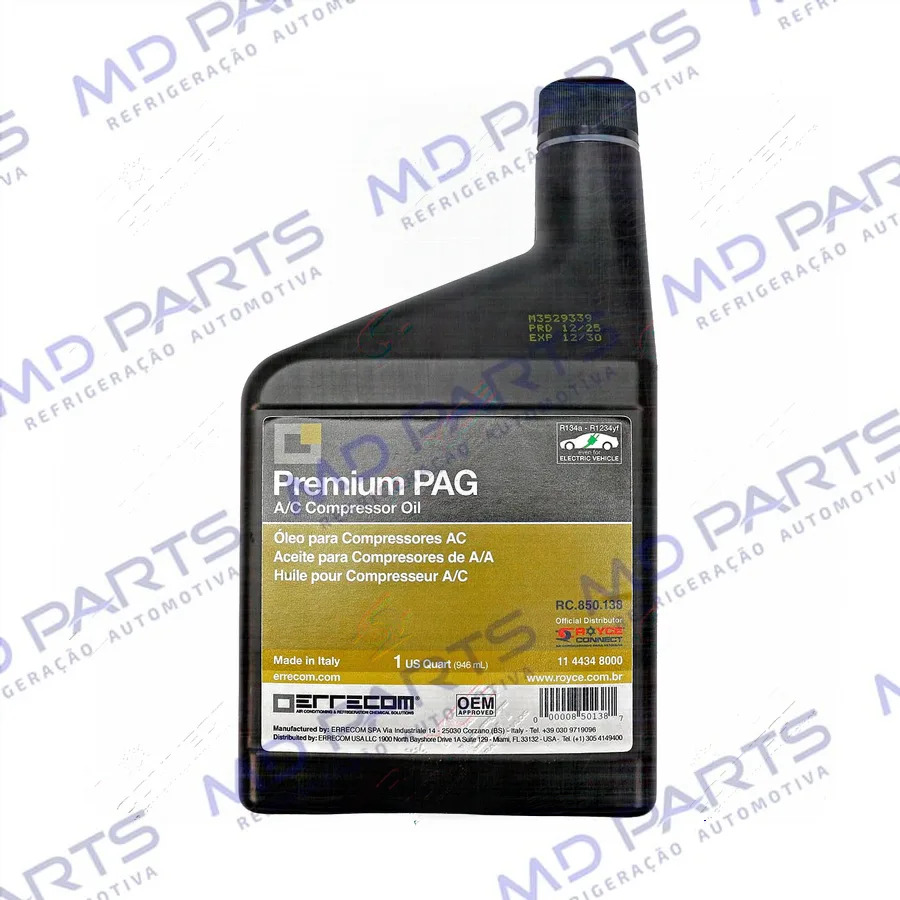 Óleo para Compressor ERRECOM R134a Premium PAG 946ml