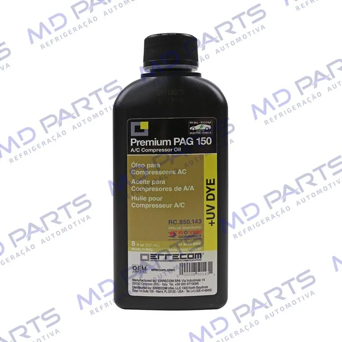 Óleo para Compressor ERRECOM R134a PAG 150 com Contraste Ultravioleta 237ml