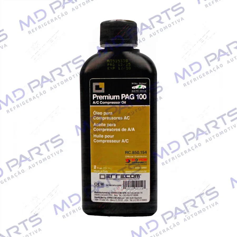 Óleo para Compressor ERRECOM R134a PAG 100 sem Contraste 237ml
