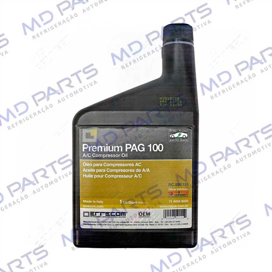 Óleo para Compressor ERRECOM R134a PAG 100 sem Contraste 946ml